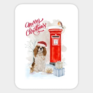 Cavalier King Charles Spaniel Merry Christmas Santa Dog Sticker